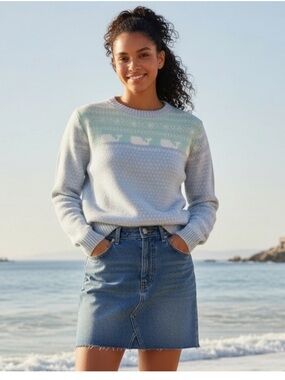 Vineyard Vines Cashmere Blend Whale Print Sweater, Size XS